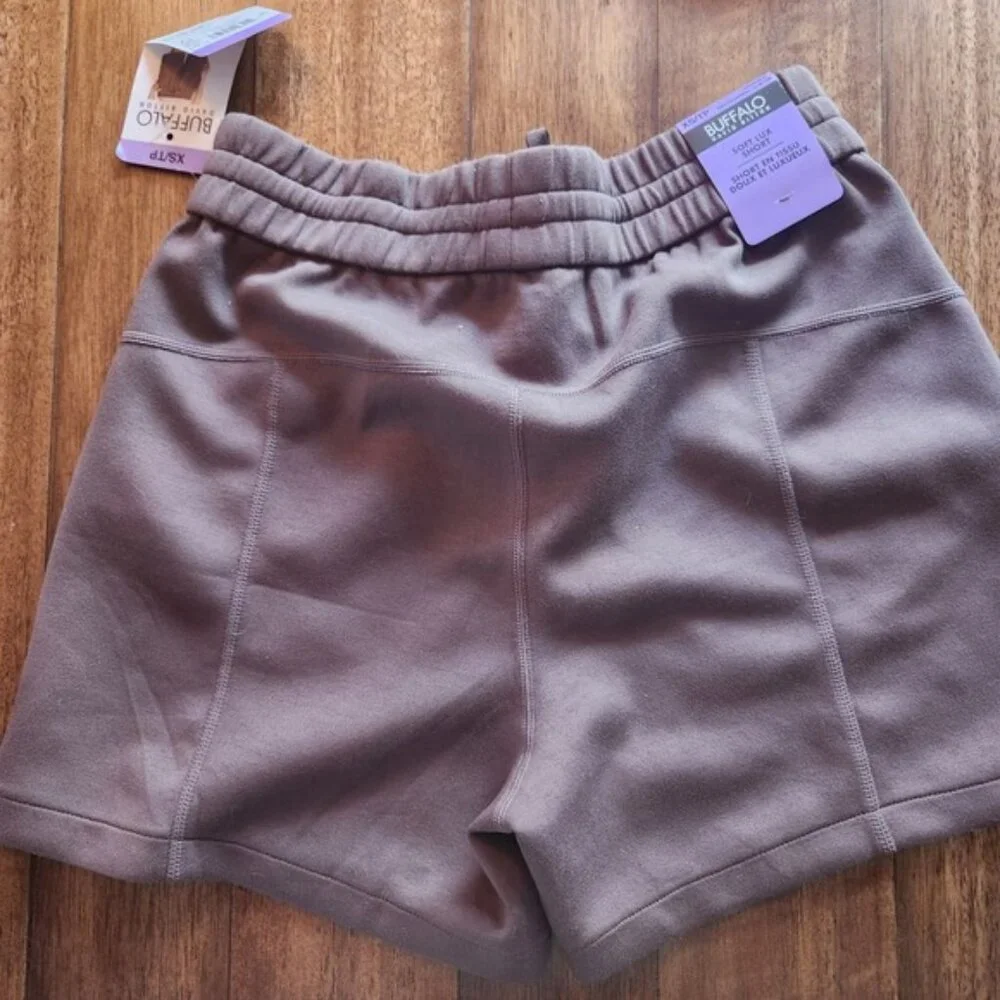 Buffalo David‎ Bitton Women's XS TP Taupe Fleece Sweat Shorts Drawstring Pockets